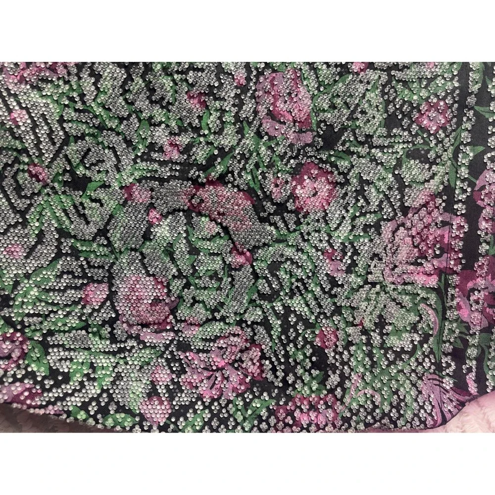 Vintage Large Beaded‎ Floral Bag , acrylic handles Boho